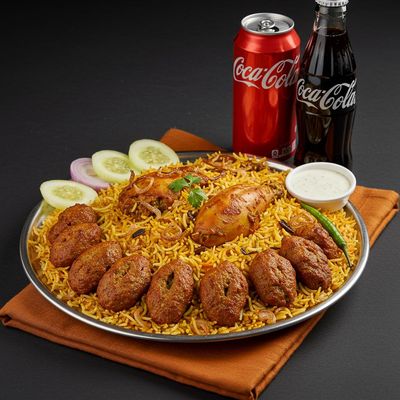 Chicken Hyd Dum Biryani With 2 Piece Kabab Coke